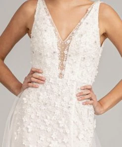 Fitted 3D Floral Applique Gown By Elizabeth K GL3011