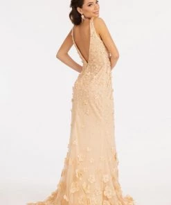 Fitted 3D Floral Applique Gown By Elizabeth K GL3011