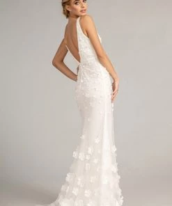 Fitted 3D Floral Applique Gown By Elizabeth K GL3011