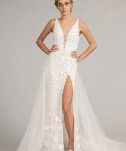 Fitted 3D Floral Applique Gown By Elizabeth K GL3011