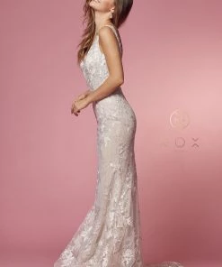 Fitted Applique Wedding Gown By Nox Anabel JW908