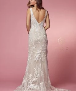 Fitted Applique Wedding Gown By Nox Anabel JW908