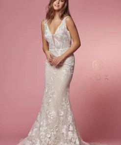 Fitted Applique Wedding Gown By Nox Anabel JW908