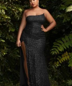 Fitted Asymmetrical Sequin Gown By Cinderella Divine CH165 Prom