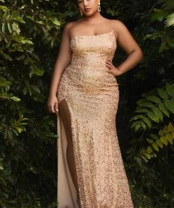 Fitted Asymmetrical Sequin Gown By Cinderella Divine CH165 Prom