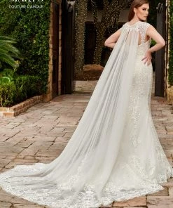 Mary's Bridal Couture Damour Collection Wedding Dresses Fitted Cape Bridal Gown By Mary's Bridal MB4113