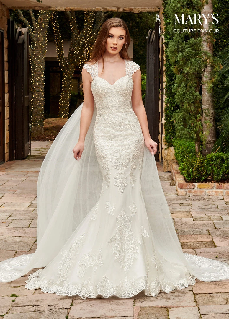 Mary's Bridal Couture Damour Collection Wedding Dresses Fitted Cape Bridal Gown By Mary's Bridal MB4113 5 Mary's Bridal Couture Damour Collection Wedding Dresses Fitted Cape Bridal Gown By Mary's Bridal MB4113