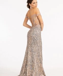 Prom Fitted Corset Sequin Gown By Elizabeth K GL3024