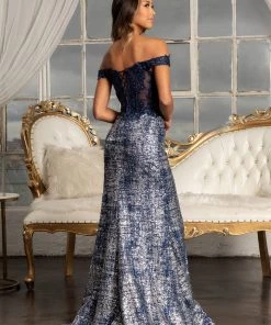 Prom Fitted Corset Sequin Gown By Elizabeth K GL3024