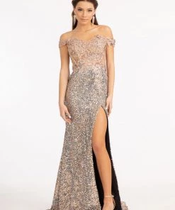 Prom Fitted Corset Sequin Gown By Elizabeth K GL3024