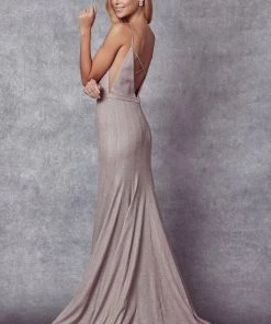 Prom Fitted Deep V-Neck Glitter Gown By Juliet 207 19 Prom Fitted Deep V-Neck Glitter Gown By Juliet 207