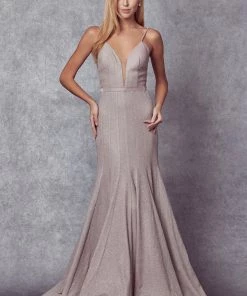 Prom Fitted Deep V-Neck Glitter Gown By Juliet 207 17 Prom Fitted Deep V-Neck Glitter Gown By Juliet 207