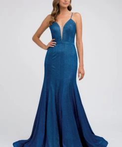 Prom Fitted Deep V-Neck Glitter Gown By Juliet 207 14 Prom Fitted Deep V-Neck Glitter Gown By Juliet 207