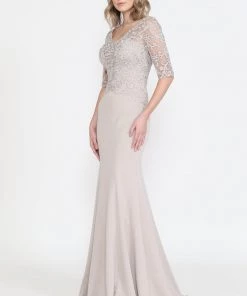 Fitted Embroidered Bodice Bridal Dress By Poly USA 8560 Prom