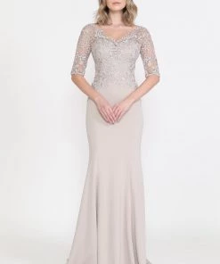 Fitted Embroidered Bodice Bridal Dress By Poly USA 8560 Prom