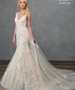 Florencia By Mary's Bridal Fitted Floral Applique Bridal Gown By Mary's Bridal MB3113 Wedding Dresses
