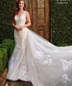 Florencia By Mary's Bridal Fitted Floral Applique Bridal Gown By Mary's Bridal MB3113 Wedding Dresses