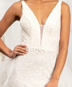 Fitted Floral Applique Wedding Gown By Elizabeth K GL3014