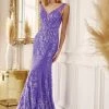 Prom Fitted Glitter Print V-Neck Gown By Juliet 277 2 Prom Fitted Glitter Print V-Neck Gown By Juliet 277