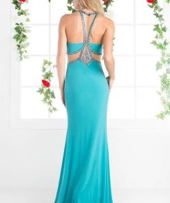 Prom Fitted Gown With Sheer Cutouts By Cinderella Divine CP812