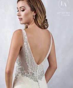 Lo Adoro By Mary's Bridal Wedding Dresses Fitted Illusion V-Neck Bridal Dress By Mary's Bridal M716