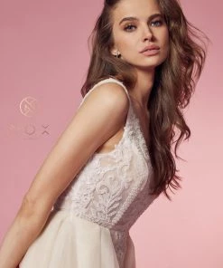 Prom Fitted Lace A-line Tulle Gown By Nox Anabel E474