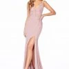 Fitted Lace Bodice Dress With Slit By Cinderella Divine CF319