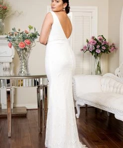 Fitted Lace Bridal Gown By Elizabeth K GL1940