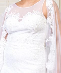 Fitted Lace Cape Wedding Gown By Elizabeth K GL1918