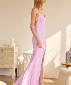 Prom Fitted Lace Gown With Lace-Up Back By Juliet 266