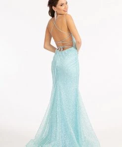 Prom Fitted Lace-Up Embellished Gown By Elizabeth K GL3052