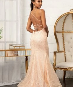 Prom Fitted Lace-Up Embellished Gown By Elizabeth K GL3052