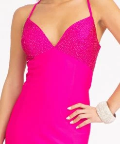 Fitted Lace-Up Jersey Gown By Elizabeth K GL3035 Prom