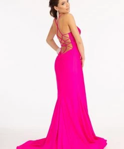 Fitted Lace-Up Jersey Gown By Elizabeth K GL3035 Prom