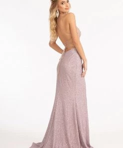 Prom Fitted Lace-Up Sequin Gown By Elizabeth K GL3006