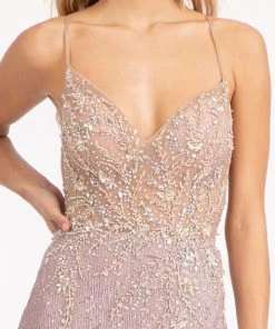Prom Fitted Lace-Up Sequin Gown By Elizabeth K GL3006