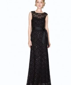 Fitted Long Cap Sleeve Lace Dress By Cinderella Divine A1603 Prom