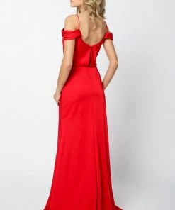 Fitted Long Cold Shoulder Dress By Juliet 641