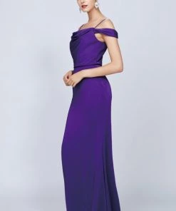 Fitted Long Cold Shoulder Dress By Juliet 641