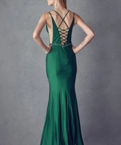 Fitted Long Deep V-Neck Dress By Juliet 239 Prom 23 Fitted Long Deep V-Neck Dress By Juliet 239 Prom