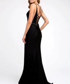 Fitted Long Deep V-Neck Dress By Juliet 239 Prom 26 Fitted Long Deep V-Neck Dress By Juliet 239 Prom