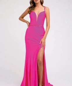 Fitted Long Deep V-Neck Dress By Juliet 239 Prom 29 Fitted Long Deep V-Neck Dress By Juliet 239 Prom