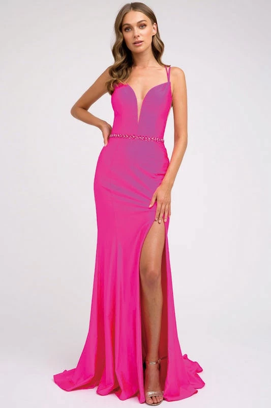 Fitted Long Deep V-Neck Dress By Juliet 239 Prom 15 Fitted Long Deep V-Neck Dress By Juliet 239 Prom