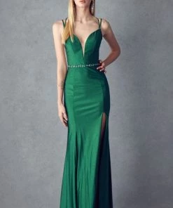 Fitted Long Deep V-Neck Dress By Juliet 239 Prom 22 Fitted Long Deep V-Neck Dress By Juliet 239 Prom