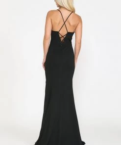 Prom Fitted Long Deep V-Neck Dress With Slit By Poly USA 8360