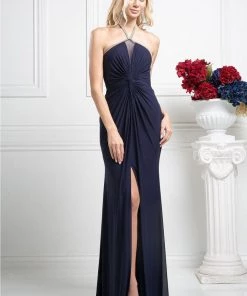 Fitted Long Front Twist Dress By Cinderella Divine KD011