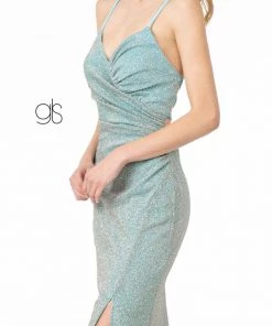 Fitted Long Glitter Crepe Dress With Corset Back By Elizabeth K GL1831