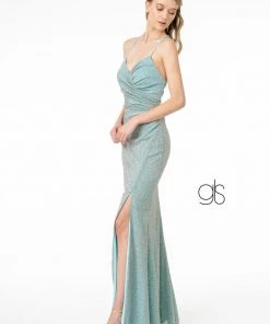 Fitted Long Glitter Crepe Dress With Corset Back By Elizabeth K GL1831