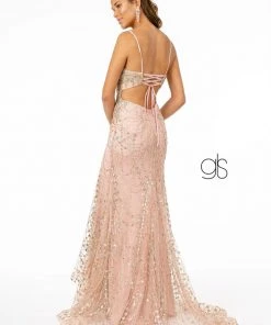 Prom Fitted Long Glitter Dress With Corset Back By Elizabeth K GL2938 16 Prom Fitted Long Glitter Dress With Corset Back By Elizabeth K GL2938