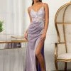Prom Fitted Long Glitter Slit Dress By Elizabeth K GL3030